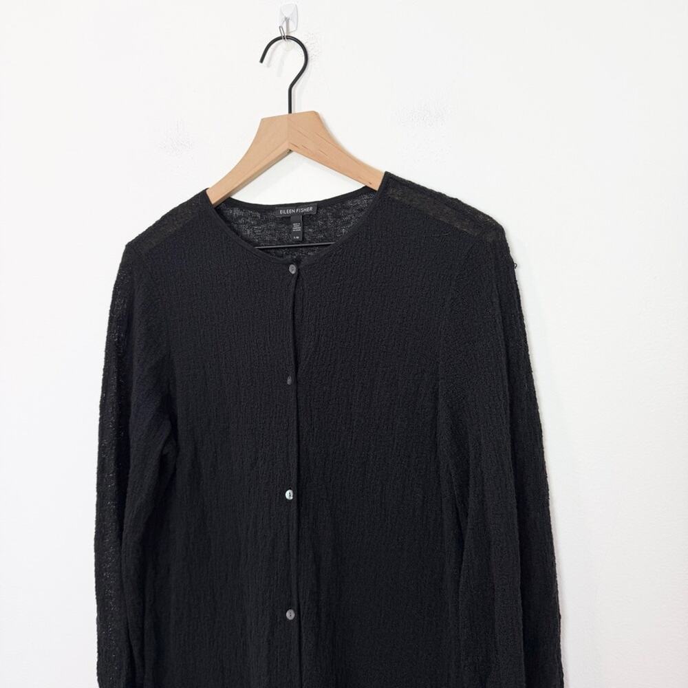 Eileen Fisher Textured Knit Long Duster Cardigan 100% Linen size Large - Picture 3 of 6